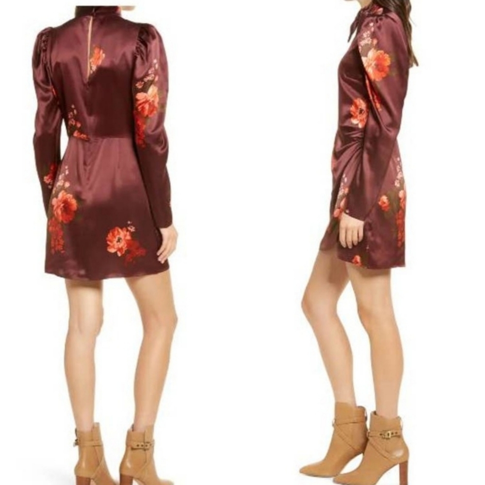 Reformation Livie silk burgundy mini dress 4 - Picture 6 of 8